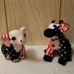 Ty Beanie Babies - Righty & Lefty Plush Beanie Babies 2000 - With Tags Attached